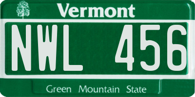 VT license plate NWL456