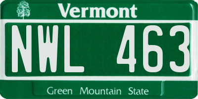 VT license plate NWL463