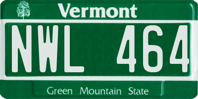 VT license plate NWL464