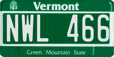 VT license plate NWL466