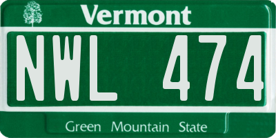 VT license plate NWL474