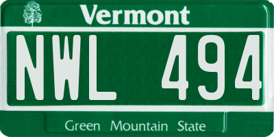 VT license plate NWL494
