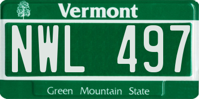 VT license plate NWL497