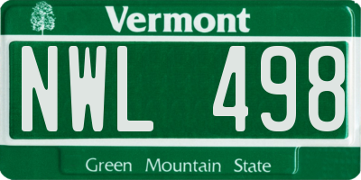VT license plate NWL498