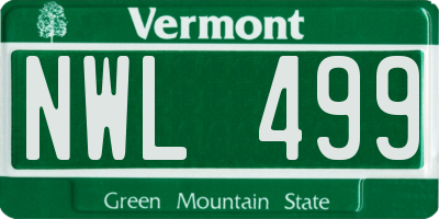 VT license plate NWL499