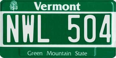 VT license plate NWL504