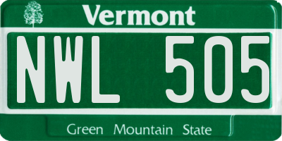 VT license plate NWL505