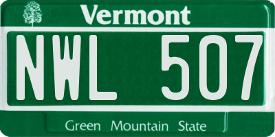 VT license plate NWL507