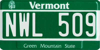 VT license plate NWL509