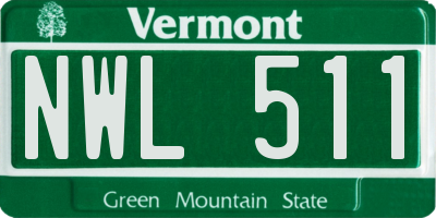 VT license plate NWL511