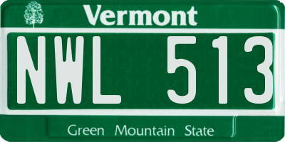 VT license plate NWL513