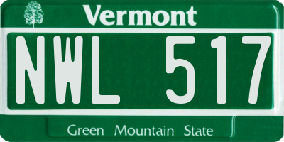 VT license plate NWL517