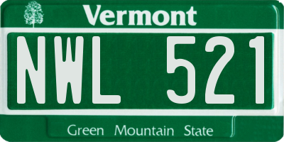VT license plate NWL521