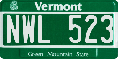 VT license plate NWL523