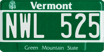 VT license plate NWL525