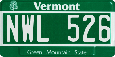 VT license plate NWL526
