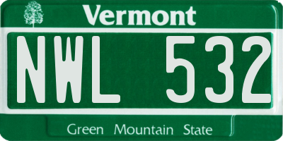 VT license plate NWL532