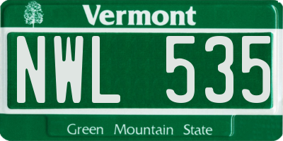VT license plate NWL535