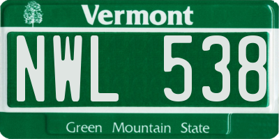 VT license plate NWL538