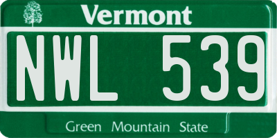 VT license plate NWL539
