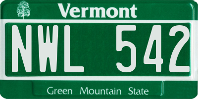 VT license plate NWL542