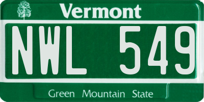 VT license plate NWL549