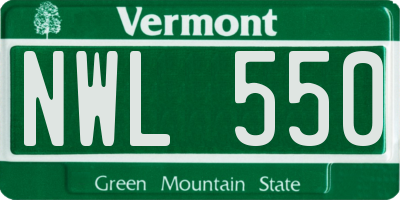 VT license plate NWL550