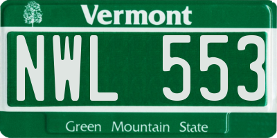 VT license plate NWL553