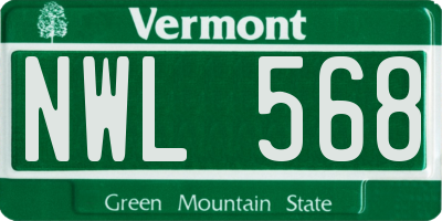 VT license plate NWL568
