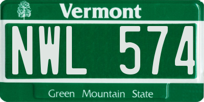 VT license plate NWL574