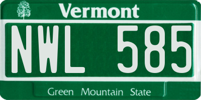 VT license plate NWL585