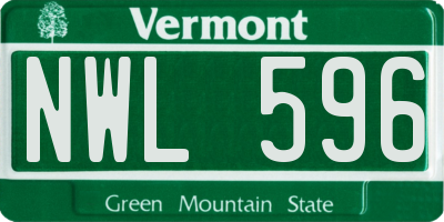 VT license plate NWL596