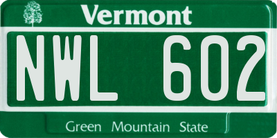 VT license plate NWL602
