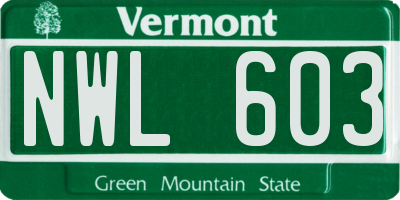 VT license plate NWL603