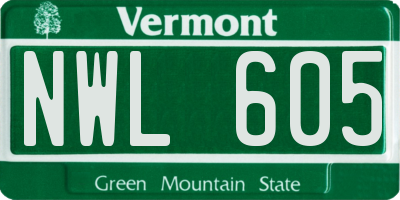VT license plate NWL605