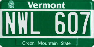 VT license plate NWL607