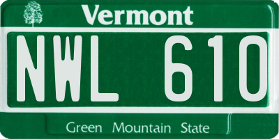 VT license plate NWL610