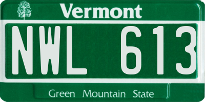VT license plate NWL613