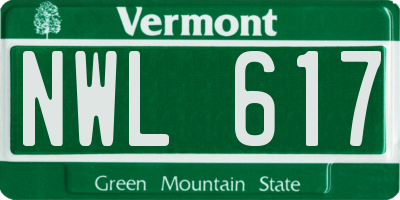 VT license plate NWL617