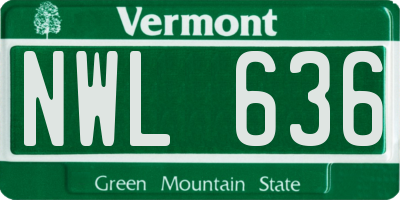 VT license plate NWL636