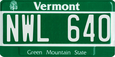 VT license plate NWL640