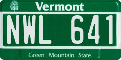 VT license plate NWL641