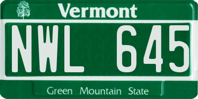 VT license plate NWL645