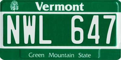 VT license plate NWL647