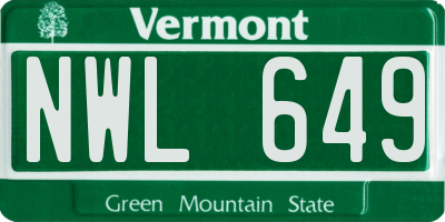 VT license plate NWL649