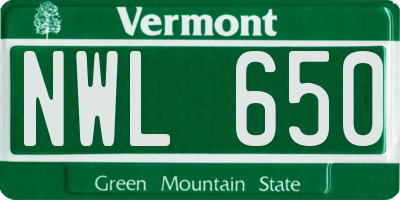 VT license plate NWL650