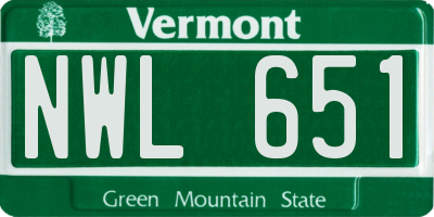 VT license plate NWL651