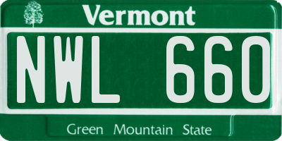 VT license plate NWL660
