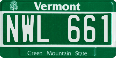 VT license plate NWL661