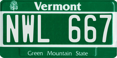 VT license plate NWL667
